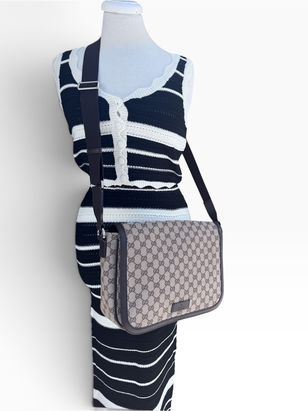 Gucci Monogram Crossbody Messenger Bag, like new